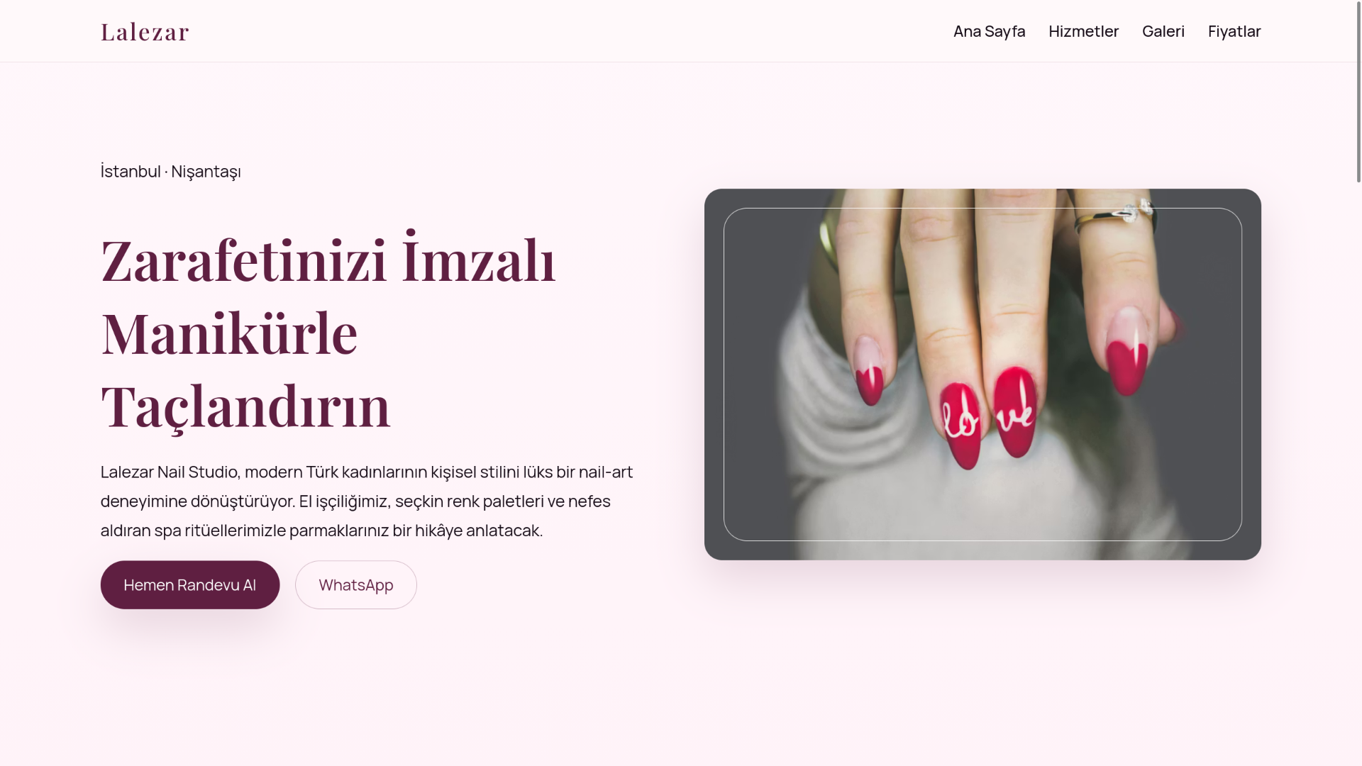 Lalezar Nail Studio web sitesi ön izlemesi