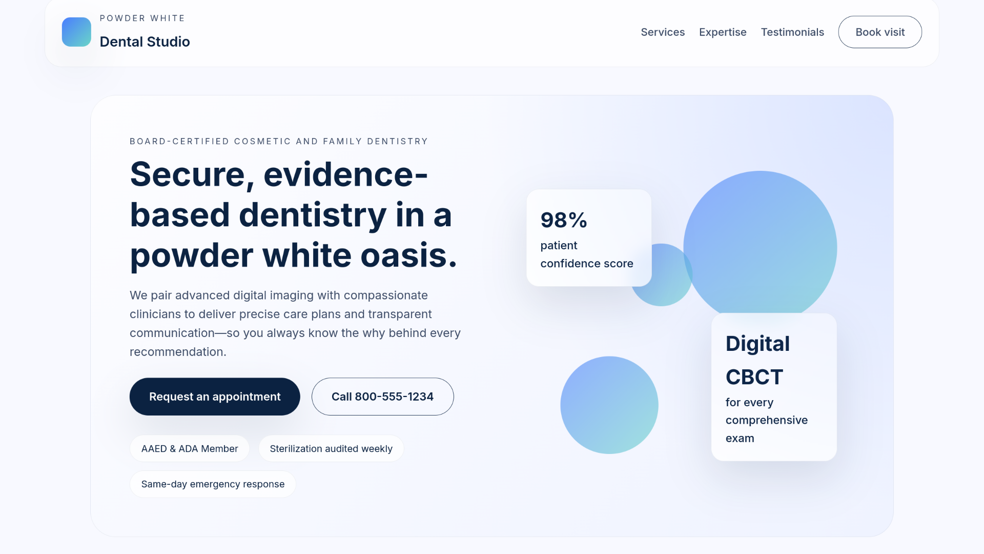 Powder White Dental Studio web sitesi ön izlemesi