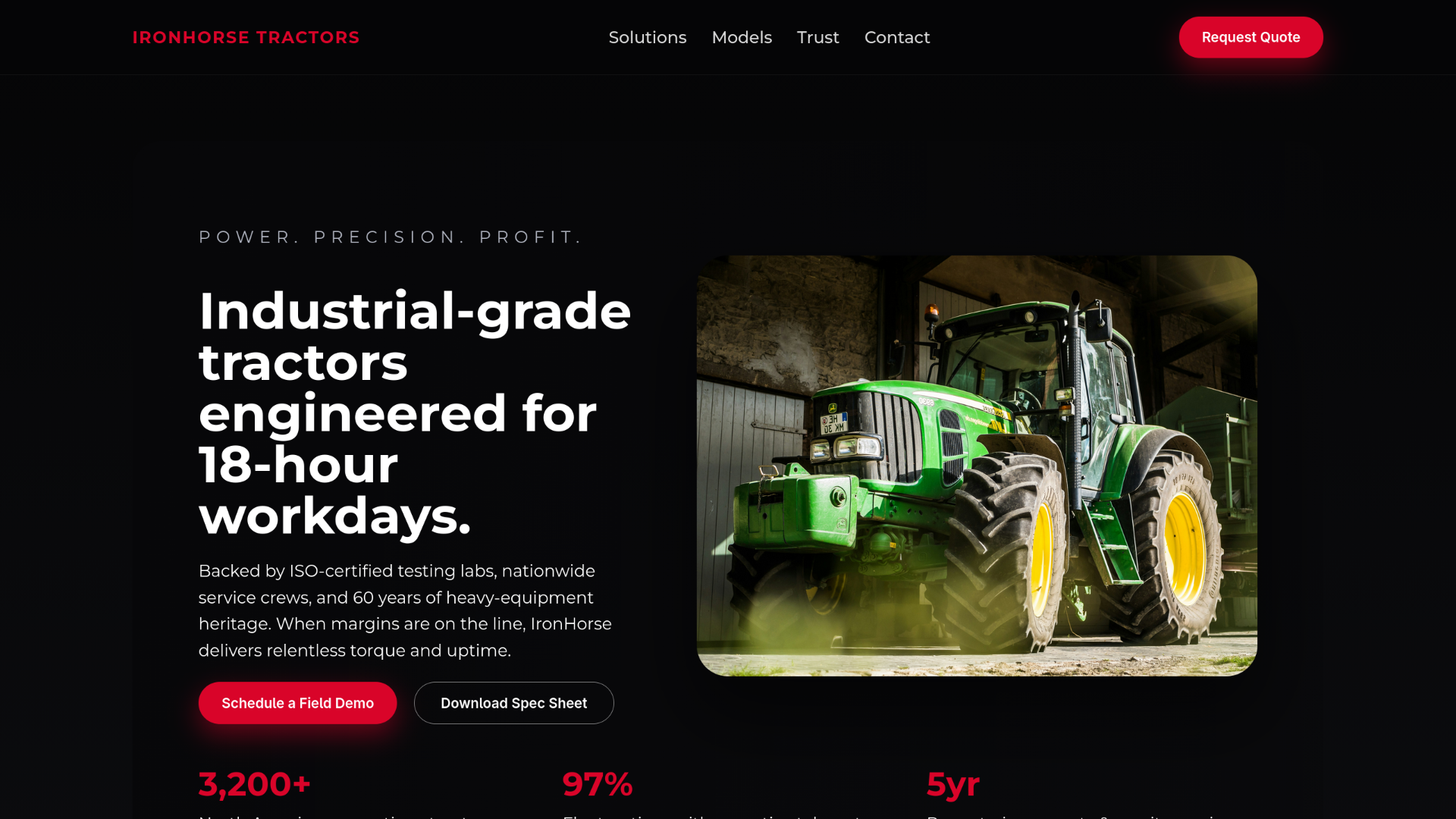 IronHorse Tractors web sitesi ön izlemesi